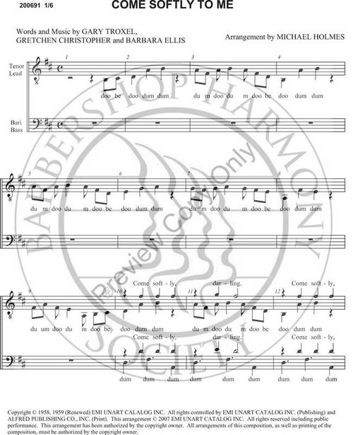 Come Softly To Me (TTBB) (arr. Michael Holmes)-UNPUB