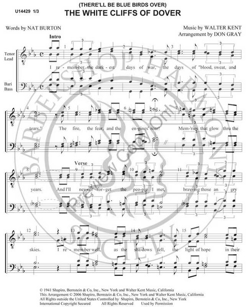 White Cliffs Of Dover 2 (TTBB) (arr. Don Gray)-UNPUB