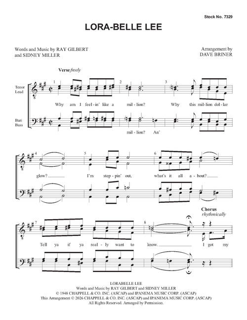 Lora-Belle Lee (aka "Lorabelle Lee") (TTBB) (arr. Briner) 