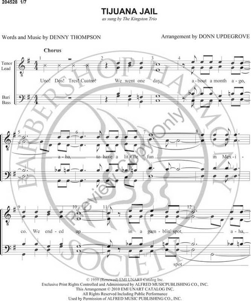 Tijuana Jail (TTBB) (arr. Donn Updegrove)-UNPUB