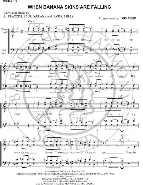 When Banana Skins Are Falling 1 (TTBB) (arr. John Muir)-UNPUB