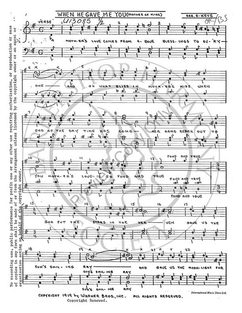 When He Gave Me You (TTBB) (arr. Roy Keys)-UNPUB