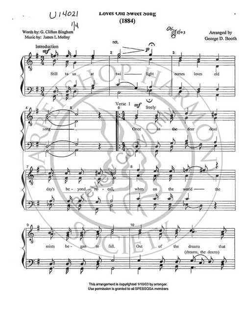 Love's Old Sweet Song 1 (TTBB) (arr. George Booth)-UNPUB