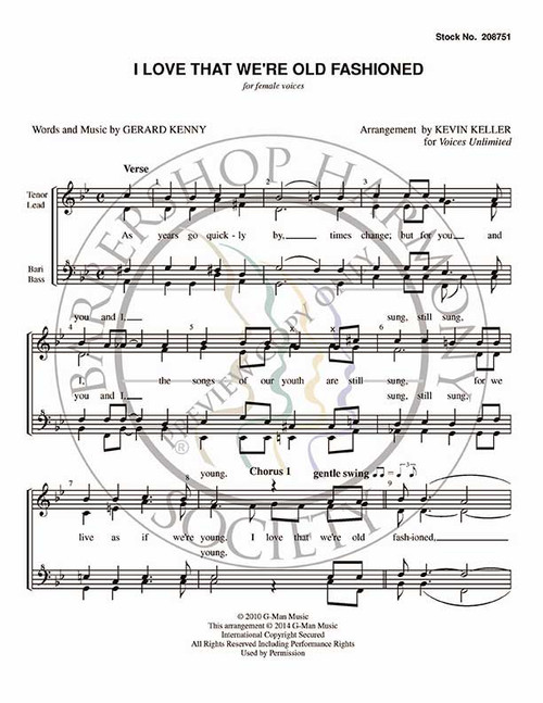 I Love That We're Old Fashioned (SSAA) (arr. Kevin Keller)-UNPUB