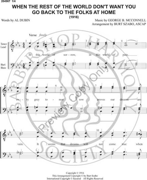 When The Rest Of The World Don't Want You (TTBB) (arr. Burt Szabo)-UNPUB