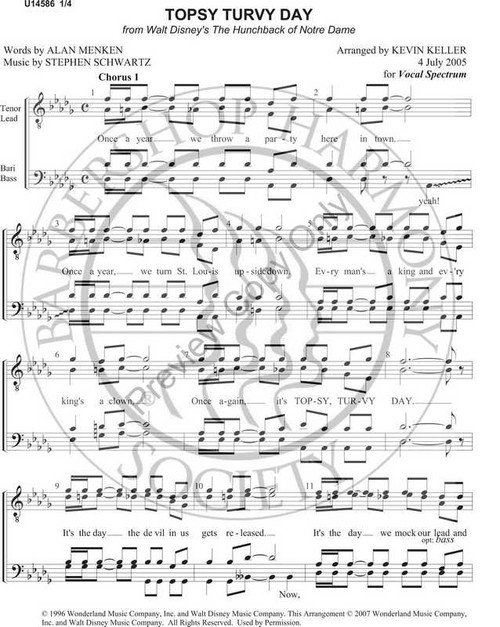 Topsy Turvy Day (TTBB) (arr. Kevin Keller)-UNPUB