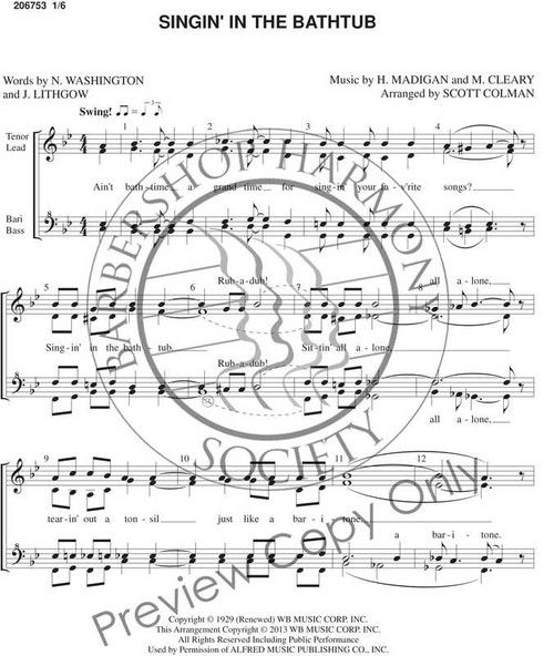 Singin' In The Bathtub (SSAA) (arr. Scott Colman)-UNPUB