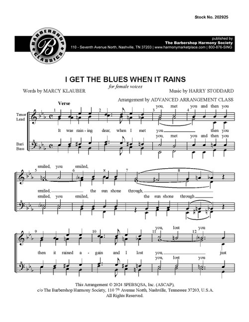 I Get The Blues When It Rains (SSAA) 