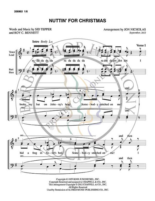 Nuttin' For Christmas 1 (TTBB) (arr. Jon Nicholas)-UNPUB