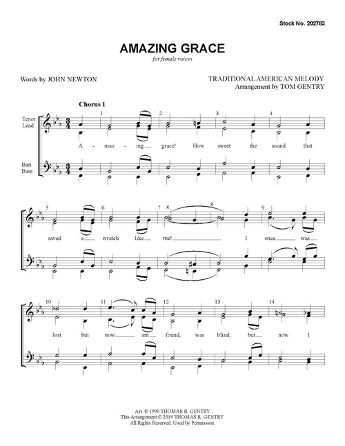 Amazing Grace (SSAA) (arr. Gentry)