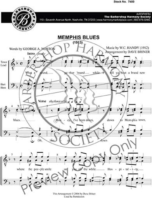 Memphis Blues (TTBB) (arr. Briner)