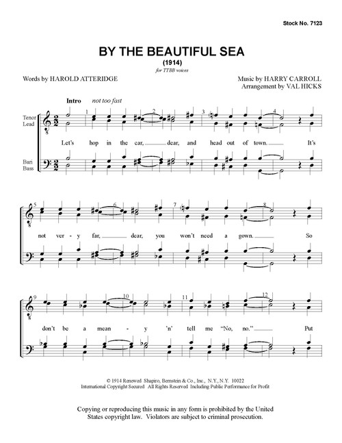 By the Beautiful Sea (TTBB) (arr. Hicks)