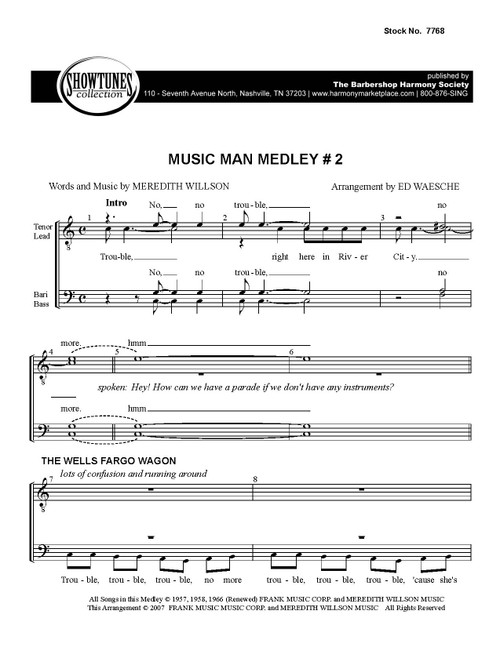 Music Man Medley II (TTBB) (arr. Waesche) - Special Order