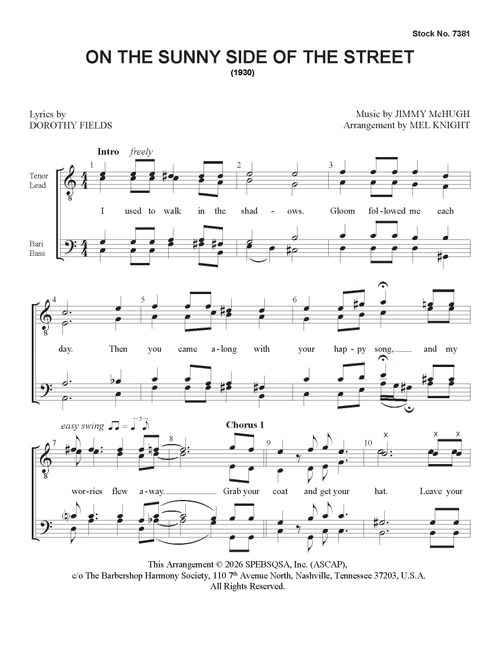On the Sunny Side of the Street (TTBB) (arr. Knight)