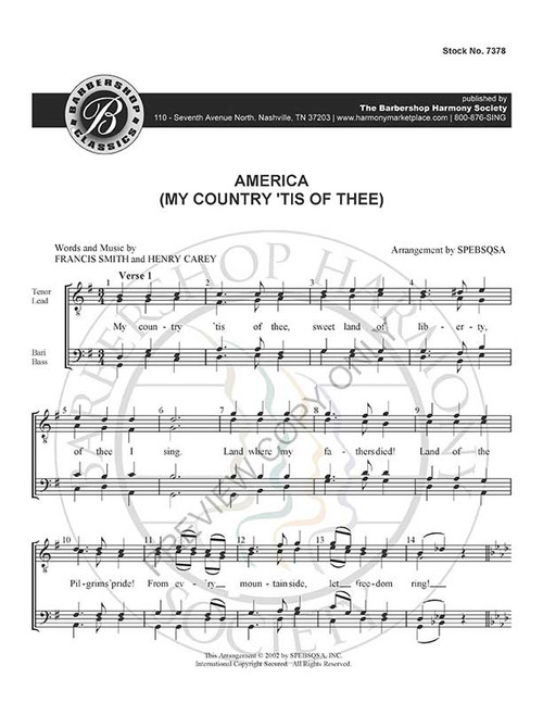 America (TTBB) (arr. SPEBSQSA)