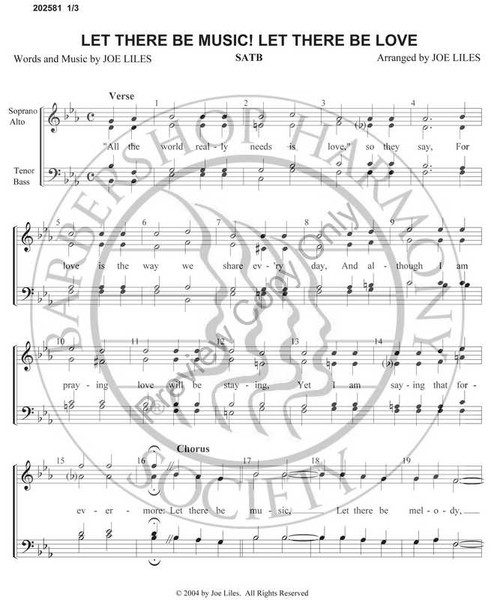 Let There Be Music Let There Be Love (SATB) (arr. Joe Liles)-UNPUB