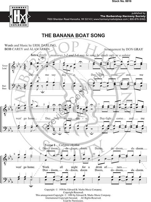 The Banana Boat Song (TTBB) (arr. Gray)