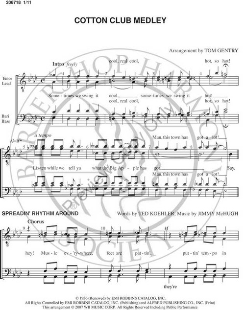 Cotton Club Medley (TTBB) (arr. Tom Gentry)-Download-UNPUB