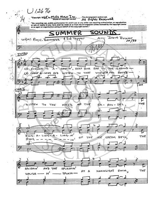 Summer Sounds (TTBB) (arr. Dave Briner)-Download-UNPUB