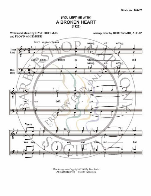 A Broken Heart (TTBB) (arr. Burt Szabo)-Download-UNPUB