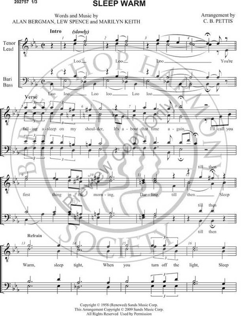 Sleep Warm (TTBB) (arr. Chuck Pettis)-Download-UNPUB