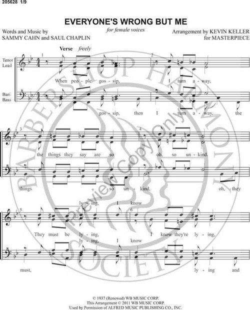 Everyone's Wrong But Me (SSAA) (arr. Kevin Keller)-Download-UNPUB