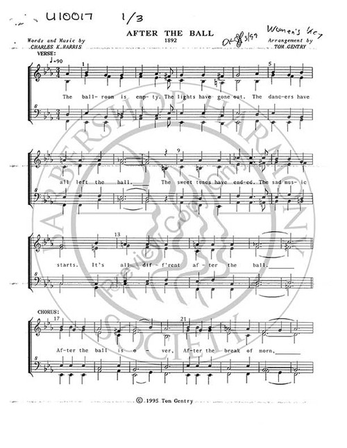 After The Ball (SSAA) (arr. Tom Gentry)-Download-UNPUB