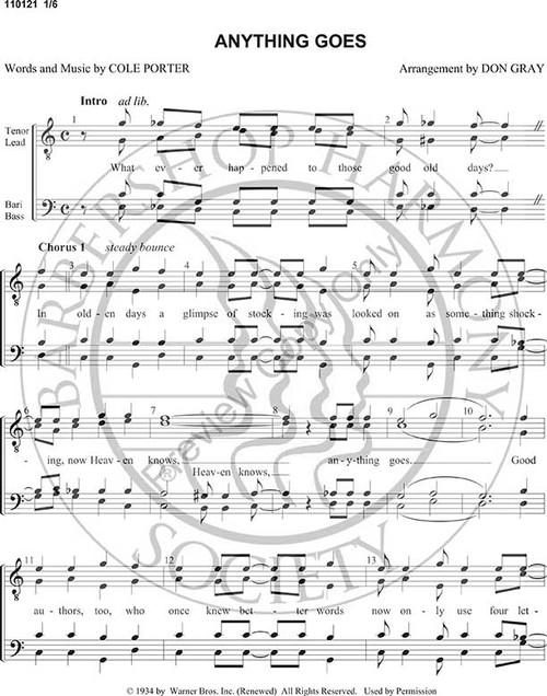 Anything Goes (TTBB) (arr. Don Gray)-Download-UNPUB