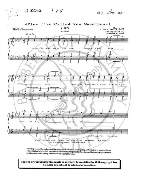 After I've Called You Sweetheart 1 (TTBB) (arr. Munson Hinman)-Download-UNPUB