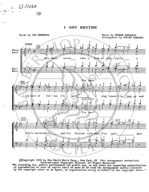 I Got Rhythm (TTBB) (arr. Waesche)-Download
