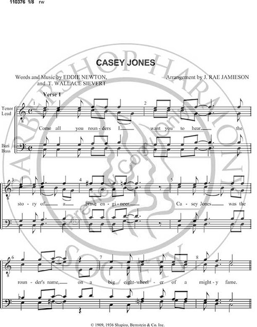 Casey Jones (TTBB) (arr. J Rae Jamieson)-Download-UNPUB