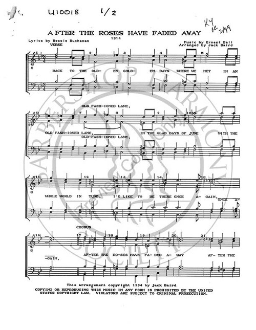 After The Roses Have Faded Away (TTBB) (arr. Jack Baird)-UNPUB