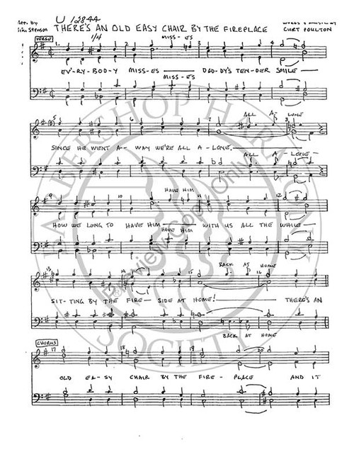 There's An Old Easy Chair By The Fireplace (TTBB) (arr. Jim Stenson)-Download-UNPUB