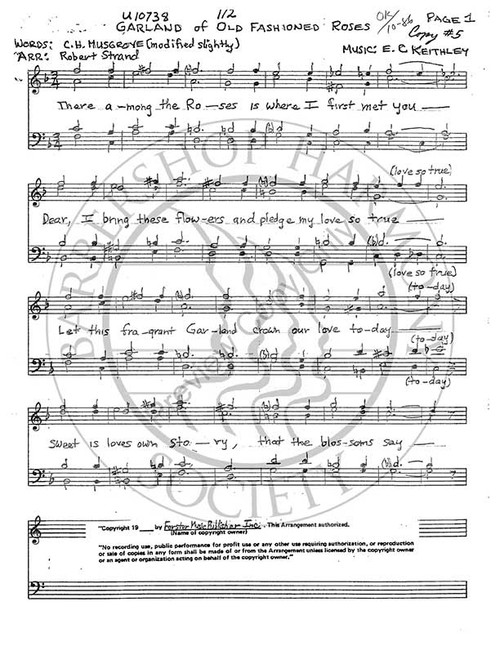 Garland Of Old Fashioned Roses (TTBB) (arr. Robert Strand)-Download-UNPUB