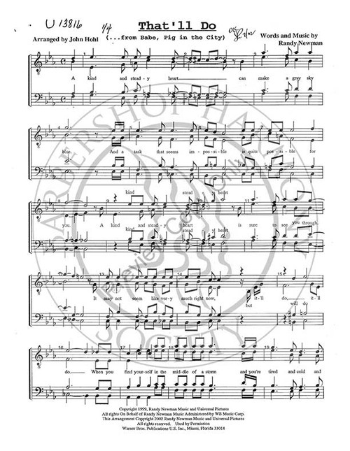 That'll Do (TTBB) (arr. John Hohl)-Download-UNPUB