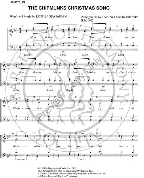 Chipmunks Christmas Song (TTBB) (arr. Roger Payne)-Download-UNPUB