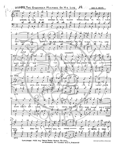 Greatest Mistake Of My Life (TTBB) (arr. Roy Keys)-Download-UNPUB