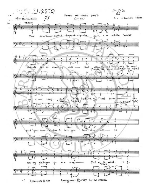 Some Of These Days 1 (TTBB) (arr. Ed Waesche)-Download-UNPUB