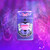 A purple refillable love theme torch lighter featuring a heart vile with love potion inside and two hands holding the potion, the lighter also features a pink butterfly.