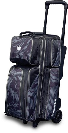 Brunswick Punisher Double Roller Bowling Bag – Grey, Holds 2 Balls & Shoes, Retractable Handle, 5-Inch Wheels