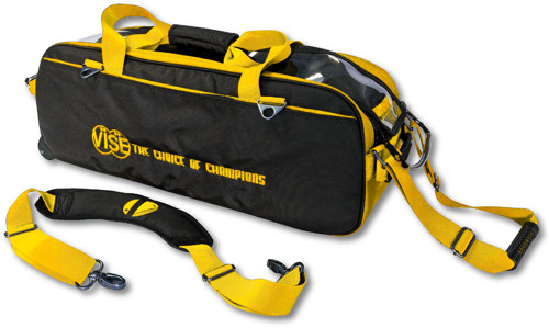 Vise 3 Ball Clear Top Roller/Tote Black/Yellow - JB Bowling Supply