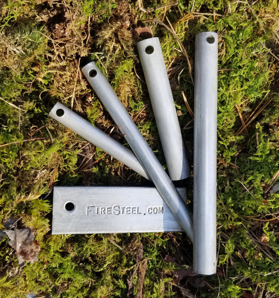 Our FireSteel.com Magnesium rods are either 3/8" or 1/2" in diameter and are sold in a variety of lengths and with an optional lanyard hole pre-drilled for you.  The Magnesium Bar is 3/8" x 1" x 3" long.