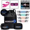 Includes Kinetic Bands (Leg Resistance Bands), TumblePro X (Ankle Straps for Tumble Training), Flexibility Stunt Strap, Cheer DVD and access to Cheer Training Downloads and User Guides (Level 2 shown with Pink TumblePro and Flexibility Stunt Strap).