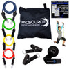 Includes: 4 levels of resistance, 2 handles, a door mount and handy travel bag. A black pro level band can be purchased separately.