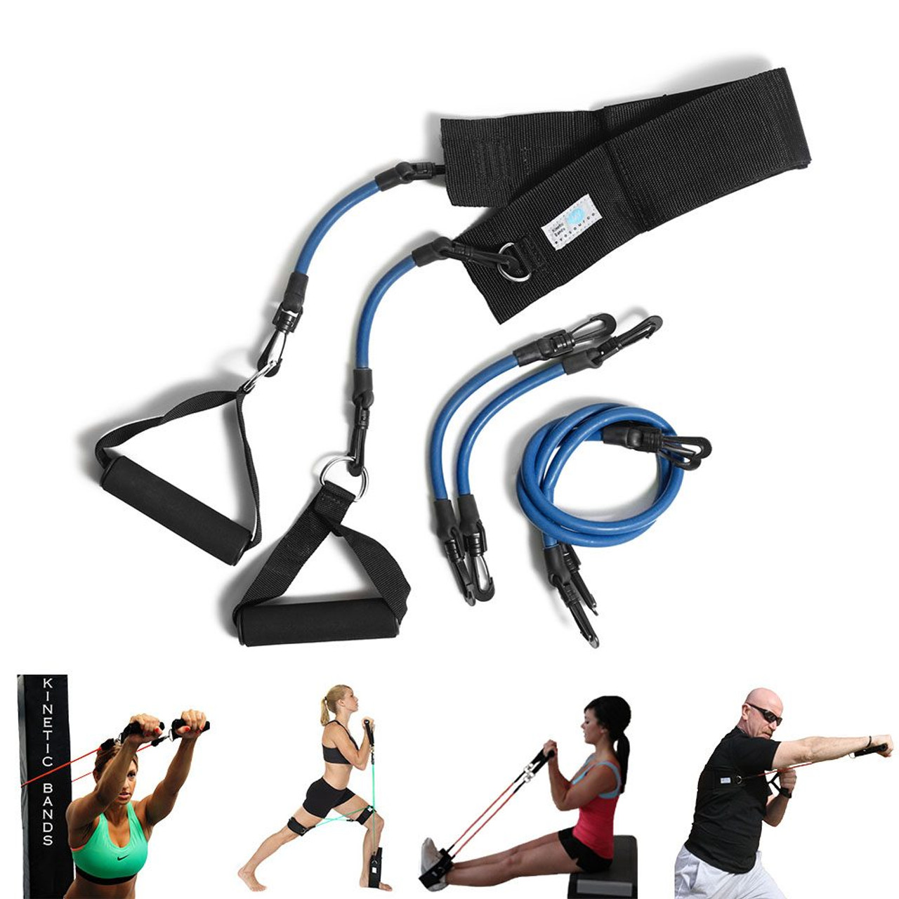Adjustable Kinetic Leg Strength Resistance Tube Bands Fitness Exercise Set Punch 