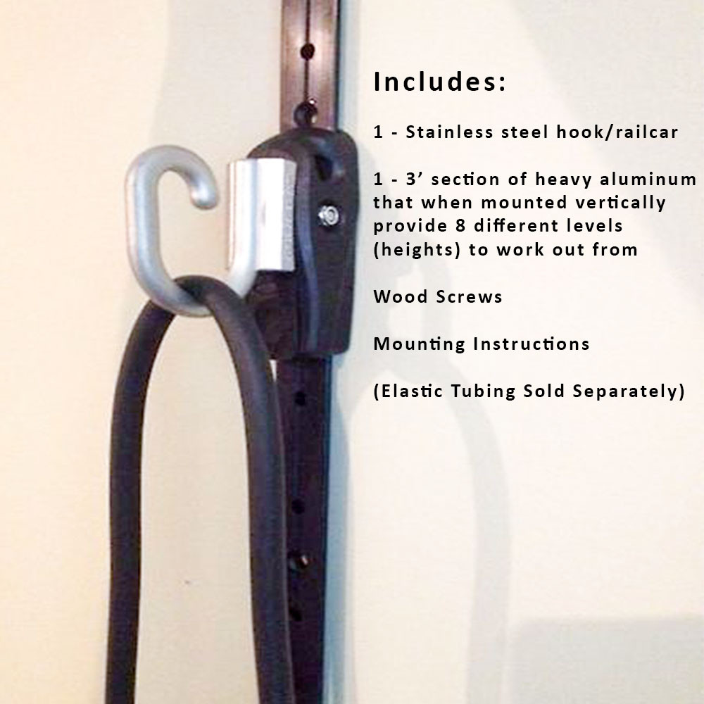 Space Saver Gym Resistance Band Wall Anchor (1 Rail + 1 Rail Car)