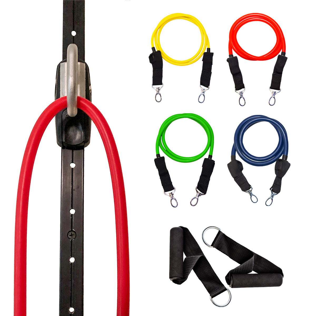 Space Saver Gym Resistance Band Wall Anchor (1 Rail + 1 Rail Car)