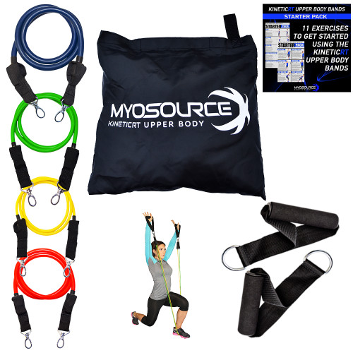 Includes: 4 levels of resistance, 2 handles and handy travel bag. A black pro level band can be purchased separately.