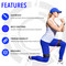 Infographic with a female in a lunge position and a list of features of the Kinetic Bands such as: Lightweight, Multi-Functional, Premium Durability, Breathable