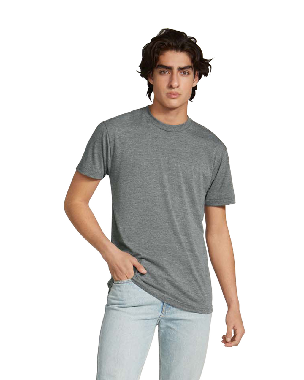 American Apparel Unisex Tri-Blend V-Neck Short Sleeve T-Shirt, Athletic  Blue, XX-Small